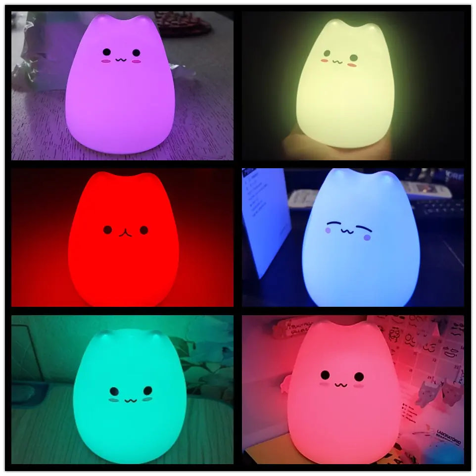 Mini Kawaii Cat Night Lamp (incl multi color feature)