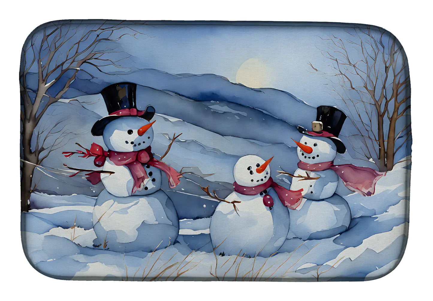 Christmas Snowmen Dish Drying Mat