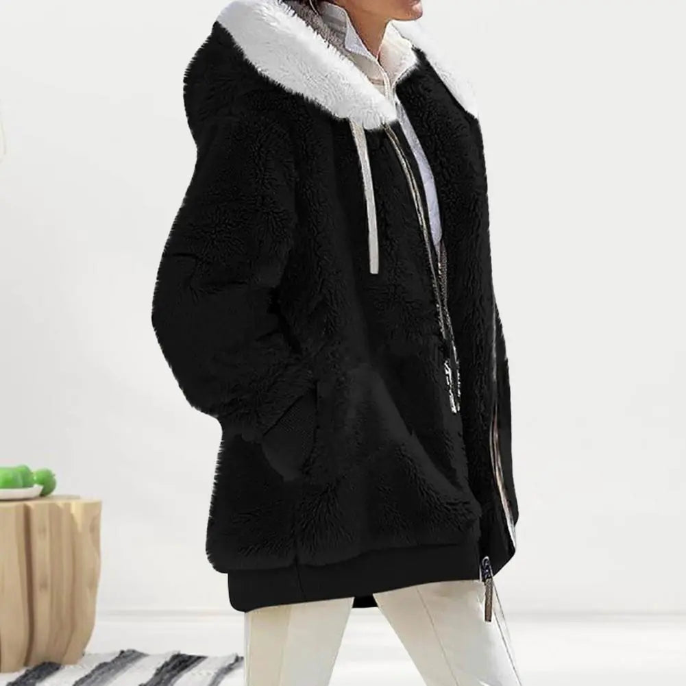 Plush Zipper Coat for Women & Plus Sizes (various colors)