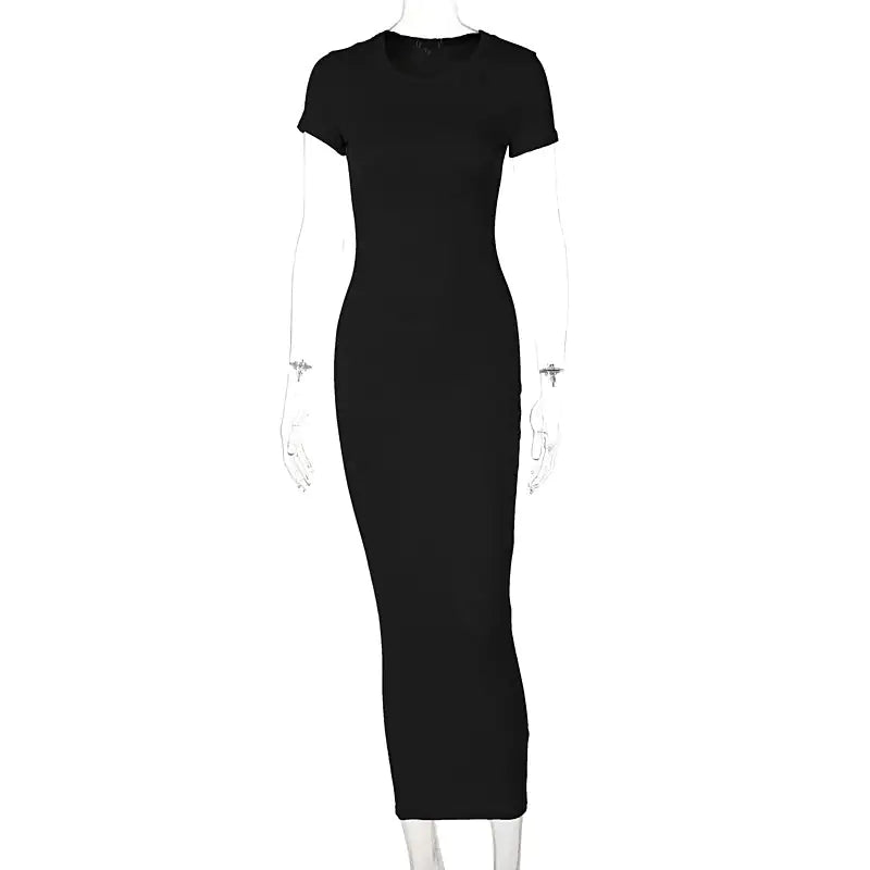 Keep It Simple Short Sleeve Bodycon Maxi Dress (various colors)