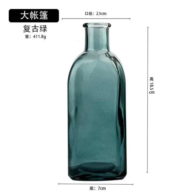 Colorful Glass Vase Transparent Simple Glass Bottle