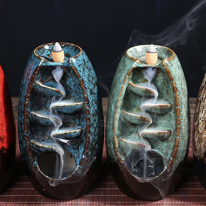 Ceramic Waterfall Incense Burners (various colors)