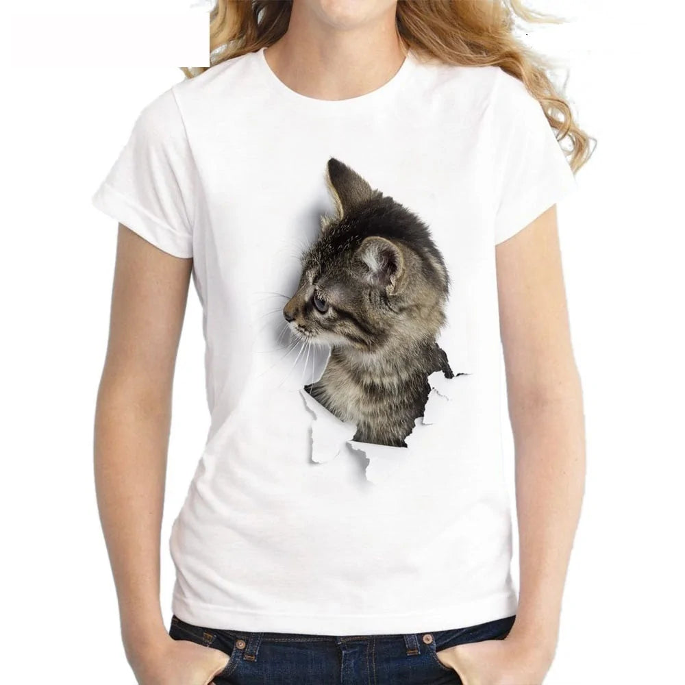 Cat Casual Harajuku Women's Summer T-shirt