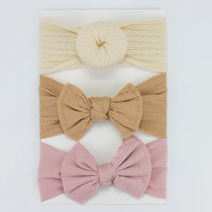 3Pcs/Lot Knit Baby Headband Bow Set (various colors)