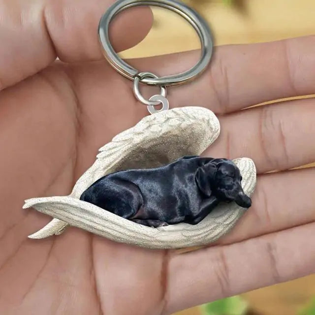 Dog Sleeping Angel Keychain (various colors)