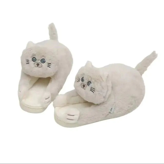 Cuddly Hug Cat Slippers (grey or beige)