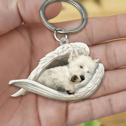 Dog Sleeping Angel Keychain (various colors)