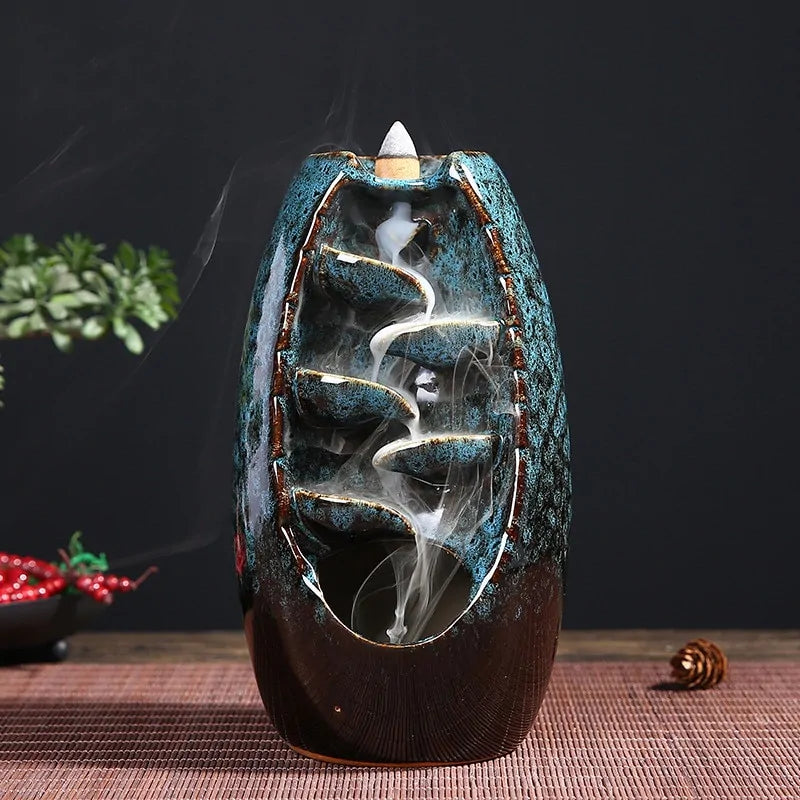 Ceramic Waterfall Incense Burners (various colors)