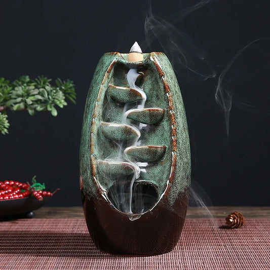 Ceramic Waterfall Incense Burners (various colors)