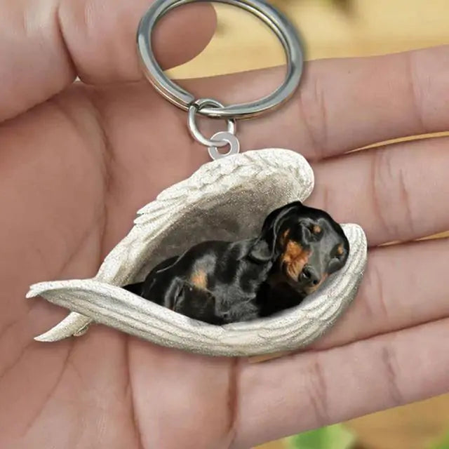 Dog Sleeping Angel Keychain (various colors)