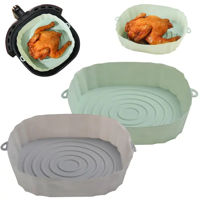 4pcs Silicone Recyclable Air Fryer Basket Liners - Oven Mold Baking Trays