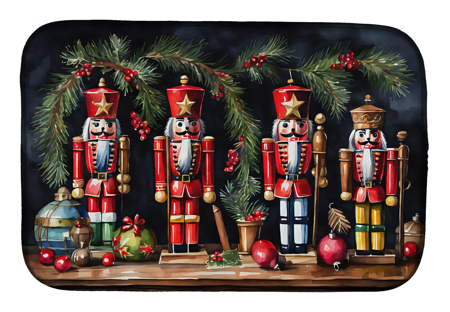 Christmas Nutcrackers Dish Drying Mat