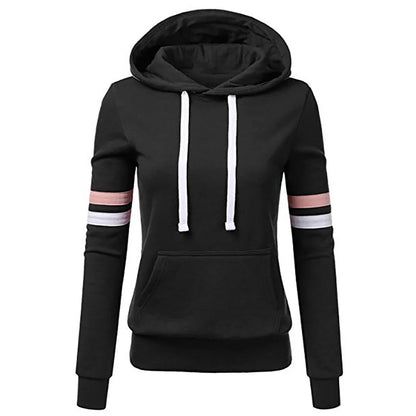 Women's Striped Hooded Pocket Sweatshirt (4 colors)