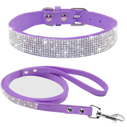 Pet Rhinestone Collar Leash Set