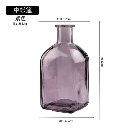 Colorful Glass Vase Transparent Simple Glass Bottle