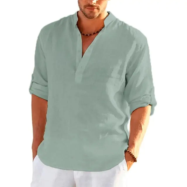 Men's Linen Long Sleeve Shirts (various colors)