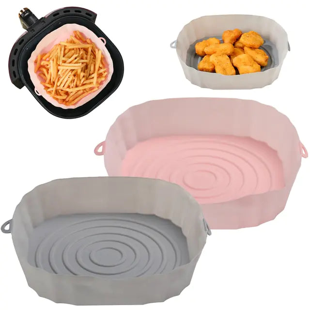 4pcs Silicone Recyclable Air Fryer Basket Liners - Oven Mold Baking Trays