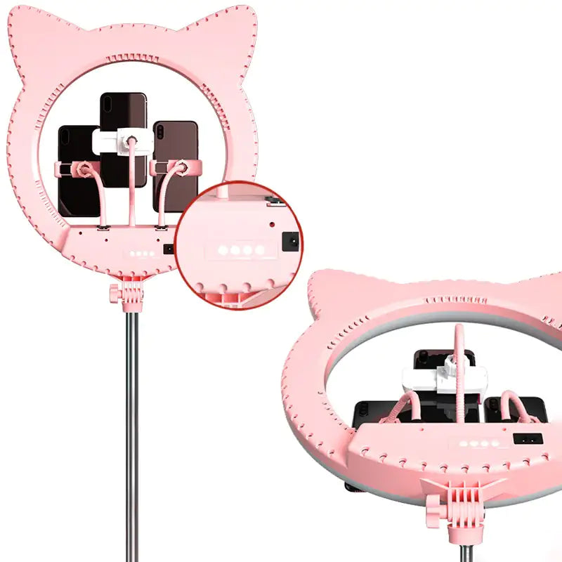 Ring Light With Cat Ear-Shaped Design (black or pink)