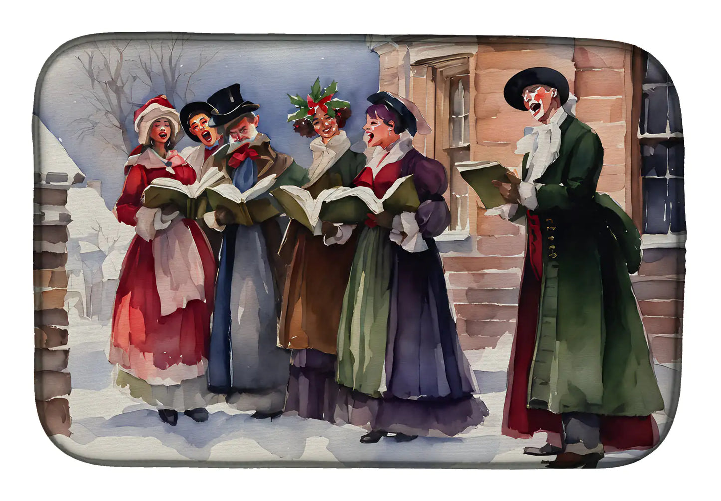 Christmas Carolers Dish Drying Mat