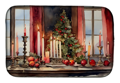 Christmas Candles Dish Drying Mat