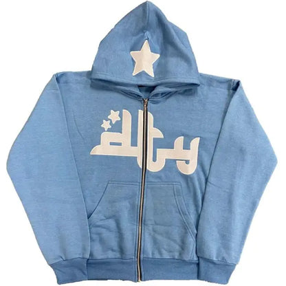 Star Letter Print Hoodie Men (unisex) Retro (various colors)