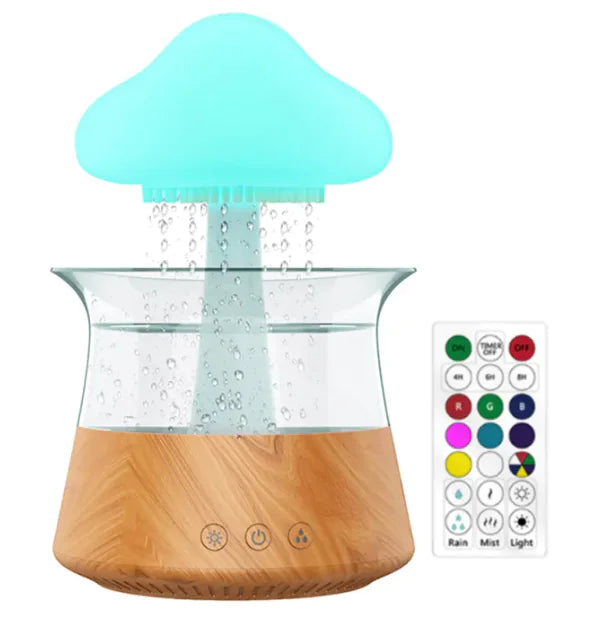 Ultrasonic Atomizing Cloud & Rain Humidifier Wood Grain 7 Color Light Aromatherapy Machine