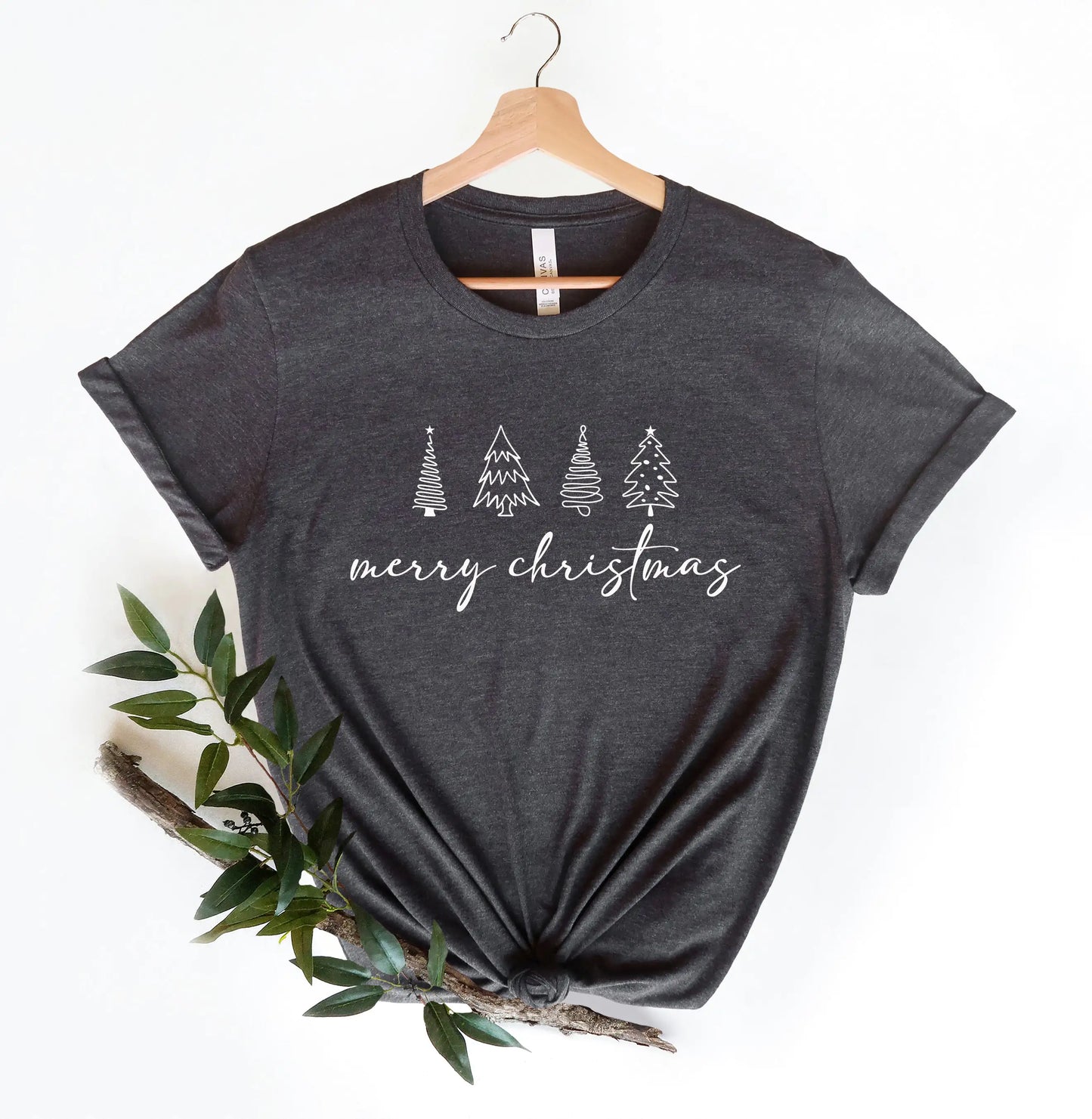 Merry Christmas with Trees T-shirt (various colors)