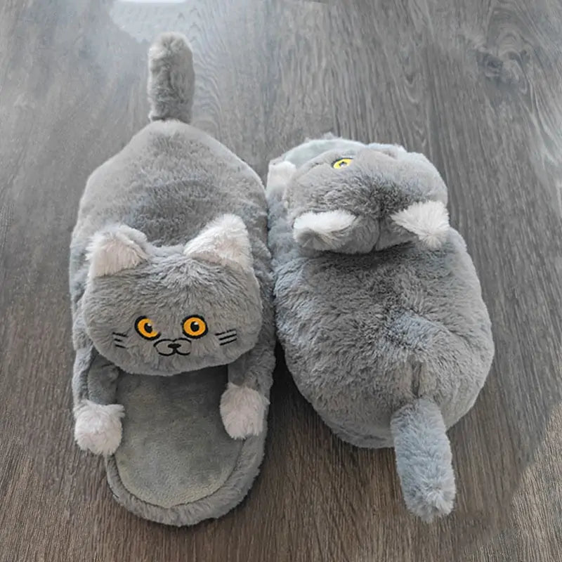 Cuddly Hug Cat Slippers (grey or beige)