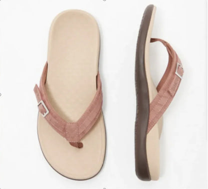Women's Stylish Flat PU Metal Flip Flops (various colors)