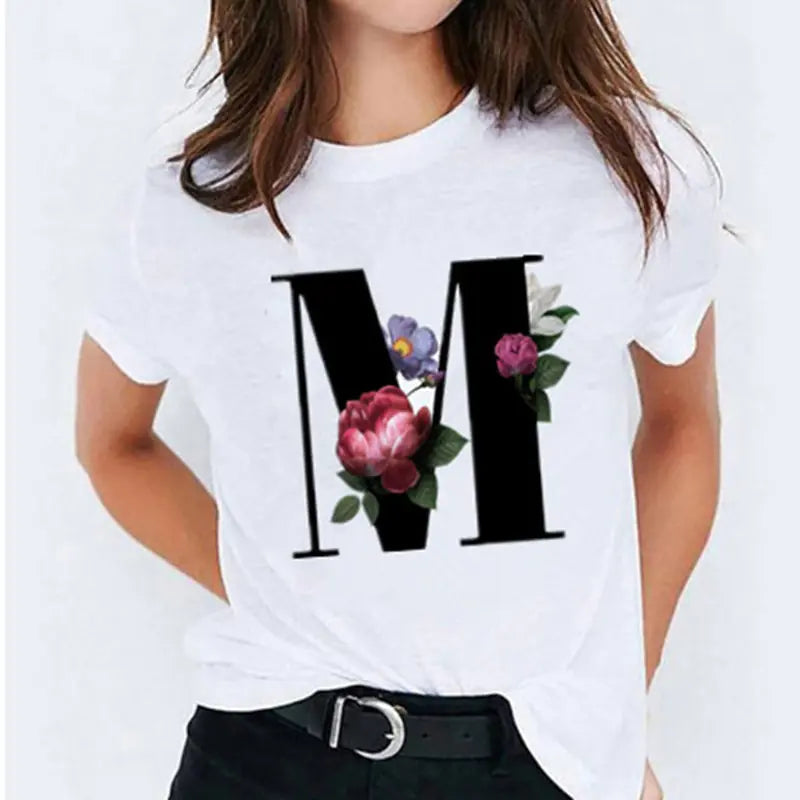 26 Letter Printed Women's T-shirts