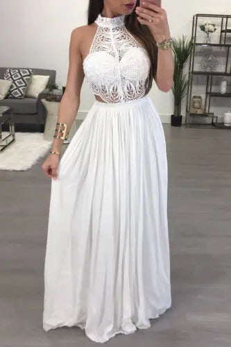 Maxi Long Evening Party Dress (white & burgundy)