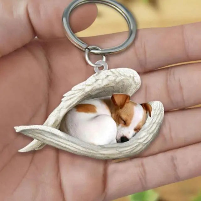 Dog Sleeping Angel Keychain (various colors)