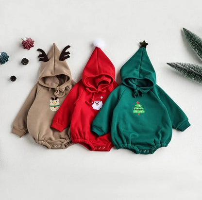 One Piece Embroidery Santa & Reindeer Baby Clothing