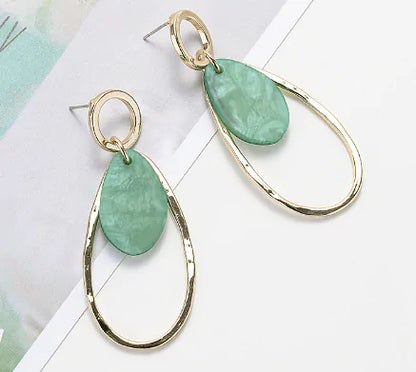 Korean Statement Earrings Vintage Green