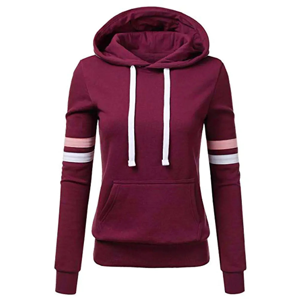 Women's Striped Hooded Pocket Sweatshirt (4 colors)