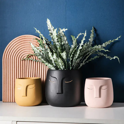 Ceramic Face Living Room Vase (various colors)