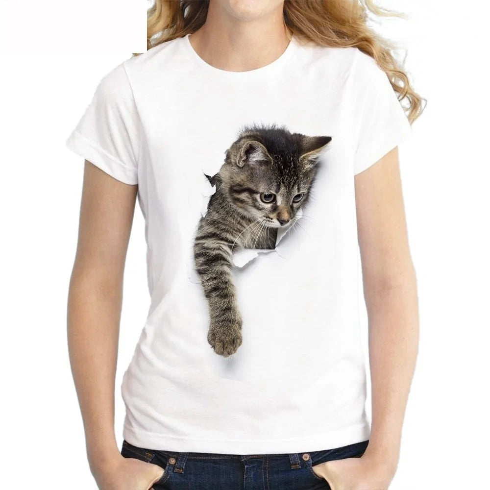 Cat Casual Harajuku Women's Summer T-shirt