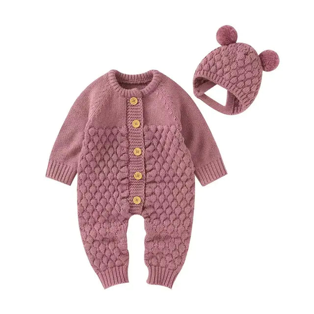 Baby Knit Set - Romper, Beanie, Mittens & Booties