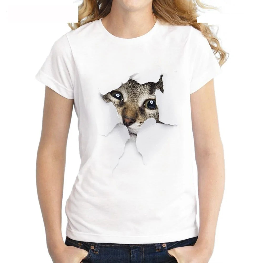 Cat Casual Harajuku Women's Summer T-shirt