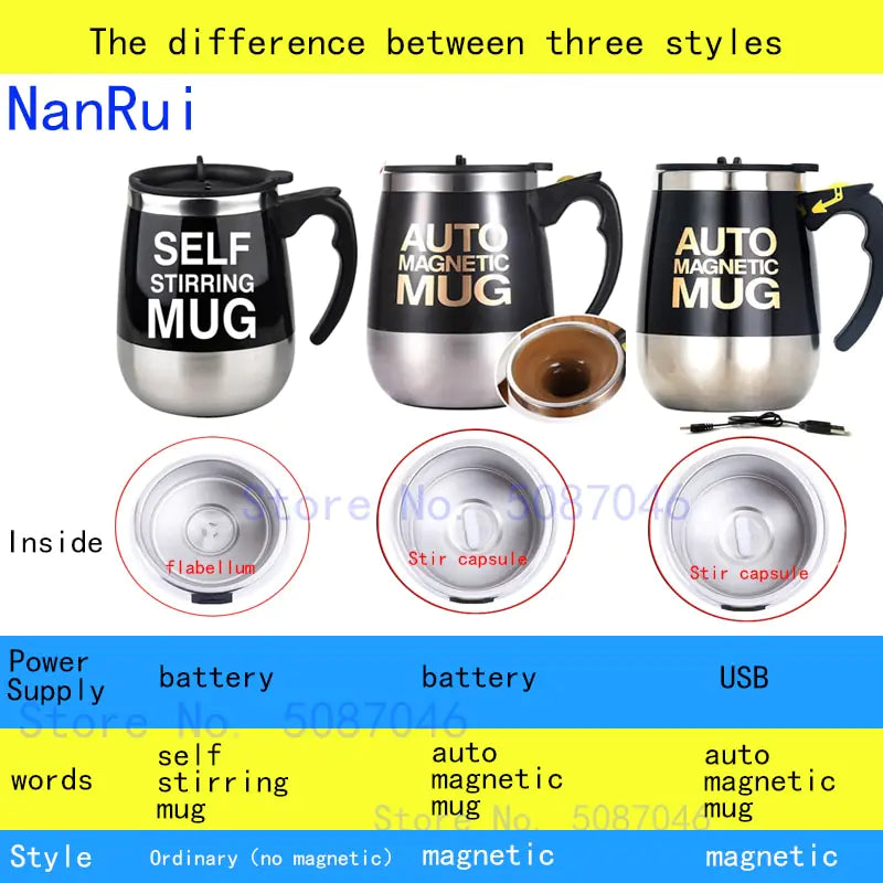 Self Stirring Magnetic Mug (various styles)