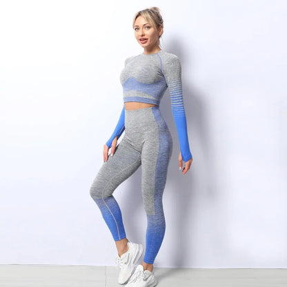 Seamless Ombre Yoga Set: High-Waisted Fitness Suite (7 colors)