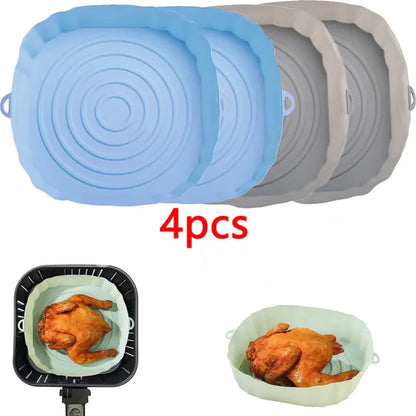 4pcs Silicone Recyclable Air Fryer Basket Liners - Oven Mold Baking Trays