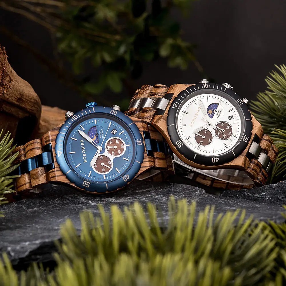 Luxury Wooden Chronograph Watch for Men (various colors l