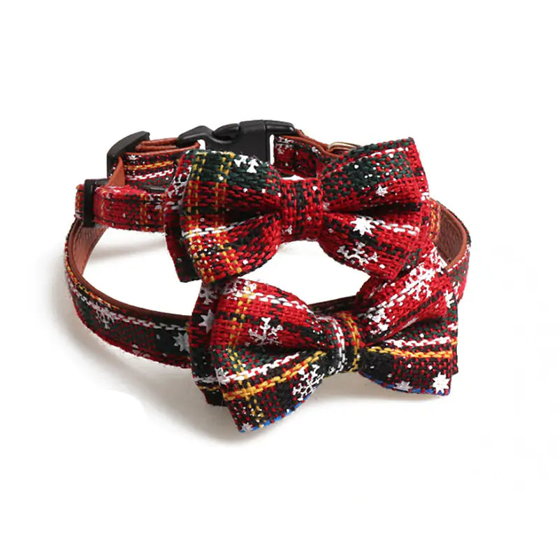 Red Bowtie Striped Cat Collar