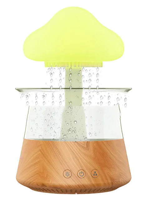 Ultrasonic Atomizing Cloud & Rain Humidifier Wood Grain 7 Color Light Aromatherapy Machine