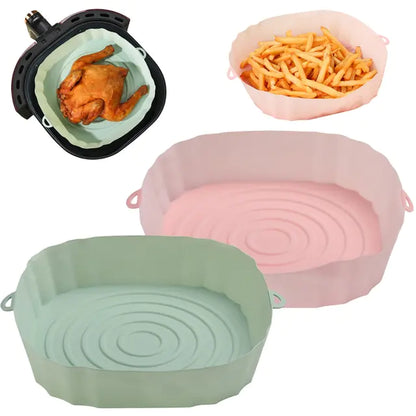 4pcs Silicone Recyclable Air Fryer Basket Liners - Oven Mold Baking Trays