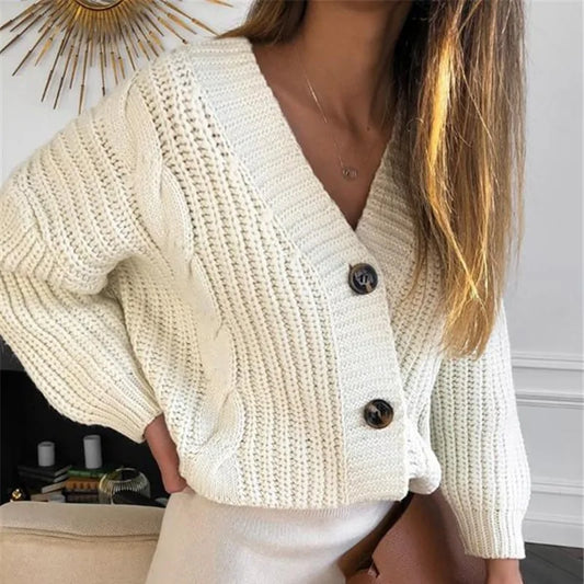 Vintage Knitted V Neck Cardigan (various colors)