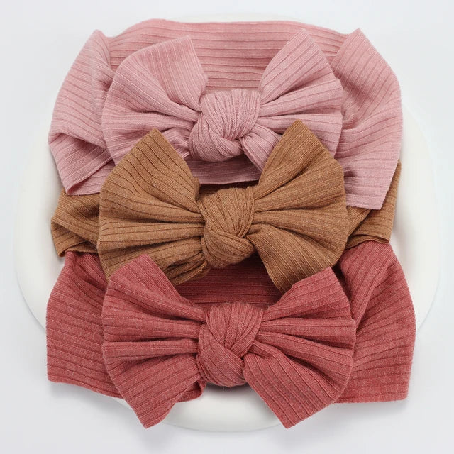 3Pcs/Lot Knit Baby Headband Bow Set (various colors)