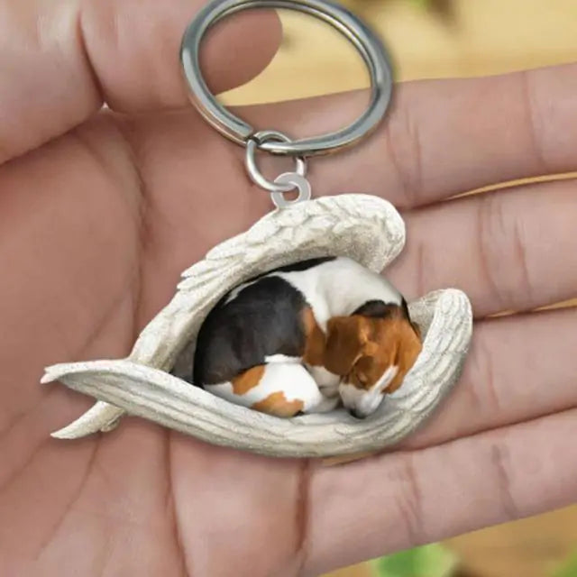 Dog Sleeping Angel Keychain (various colors)