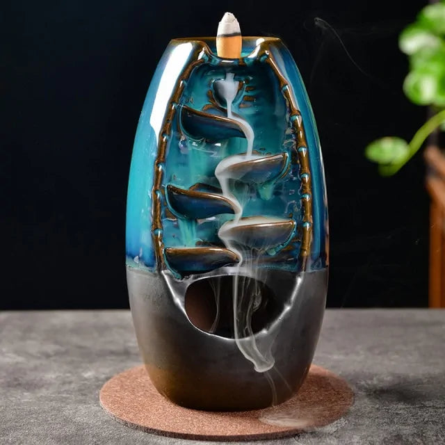 Ceramic Waterfall Incense Burners (various colors)